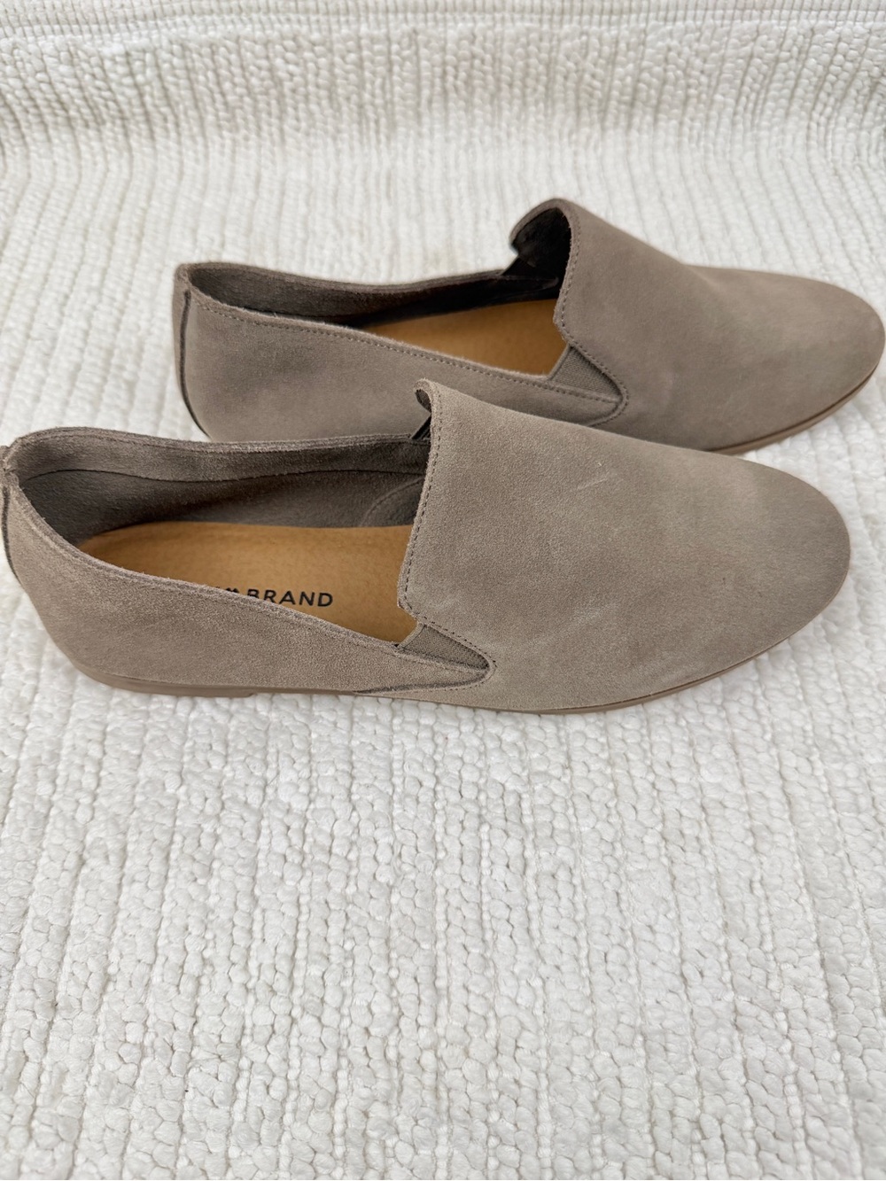 Lucky Brand Taupe Suede Leather Slip-On Flats Loafers Size 8 New Quiet Luxury